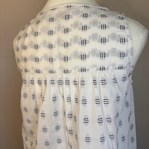 LOFT Crosshatch Smocked Tie-Neck Shell - Picture 5 of 8